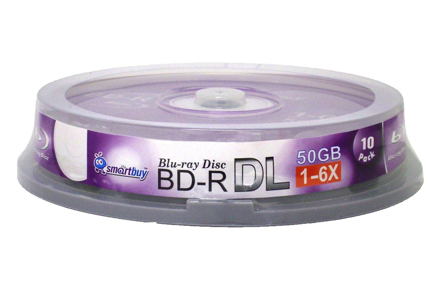 Smart Buy 10 Pack Bd-r Dl 50gb 6x Blu-ray Double Layer Recordable Disc Blank Logo Data Video Media 10-discs Spindle