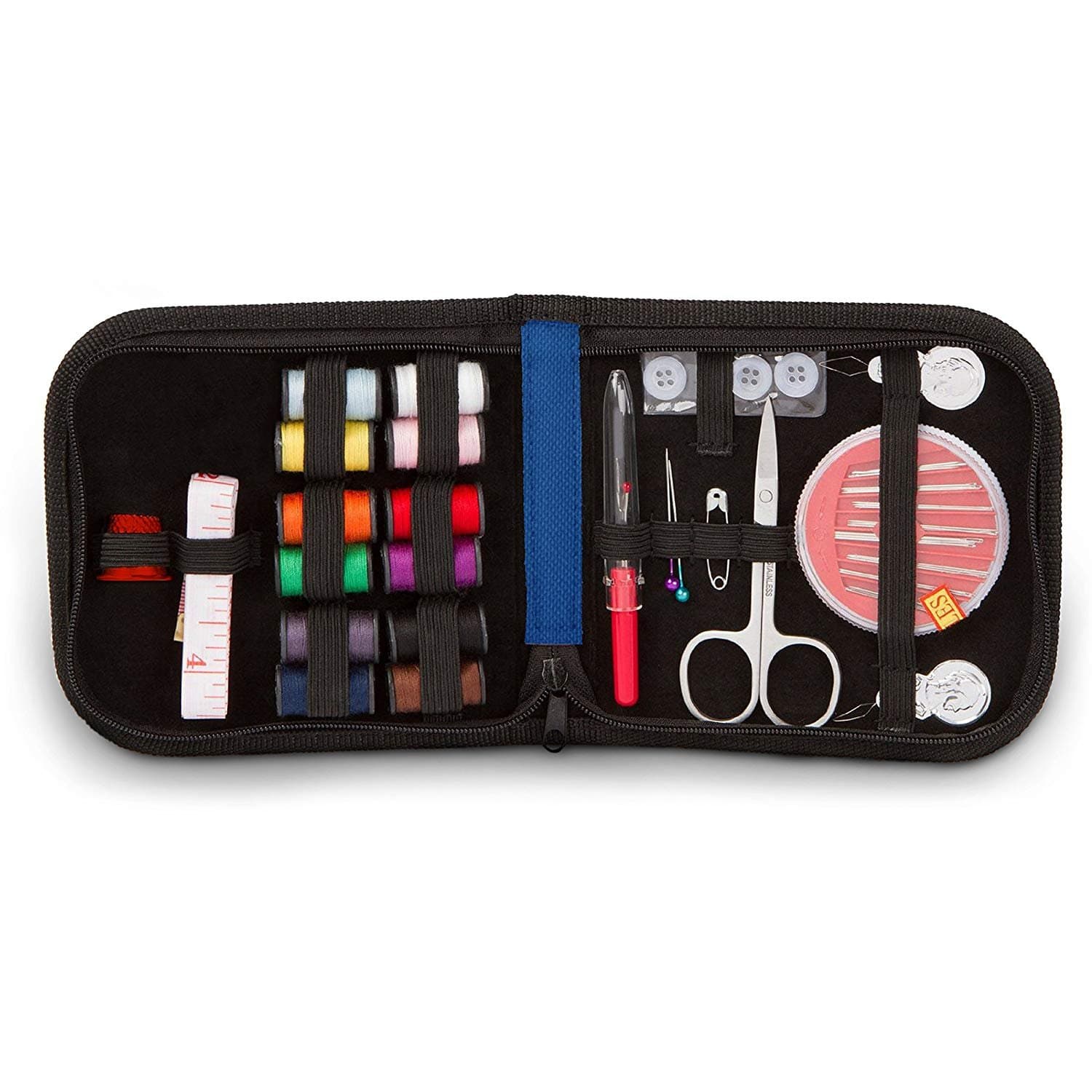 Sewing KIT 48 Sewing Supplies 12 spools of Thread Sewing Pins Needles Scissors Thimble Tape Measure Threader and Seam Ripper| Mini Sewing Kit for Travel or Home by StitchandMend