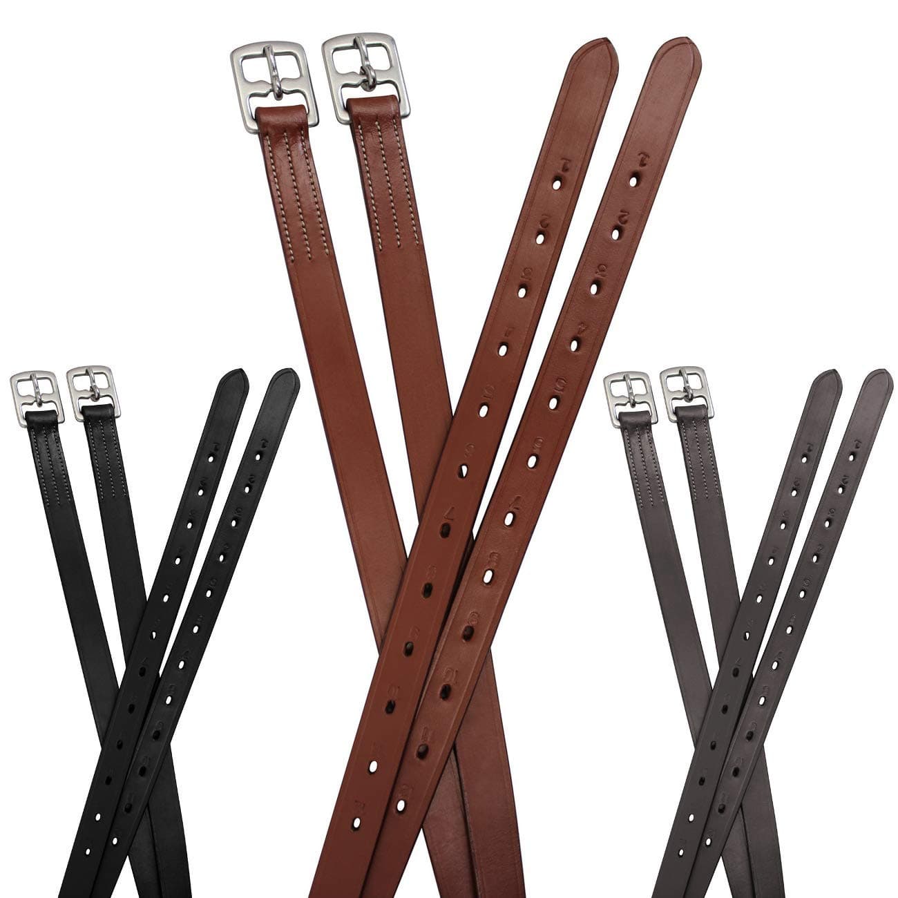 Soft Leather Stirrup Leathers with Stainless Steel Hardware, These 1" Wide Leathers Come with a One-Year Warranty.-Pair