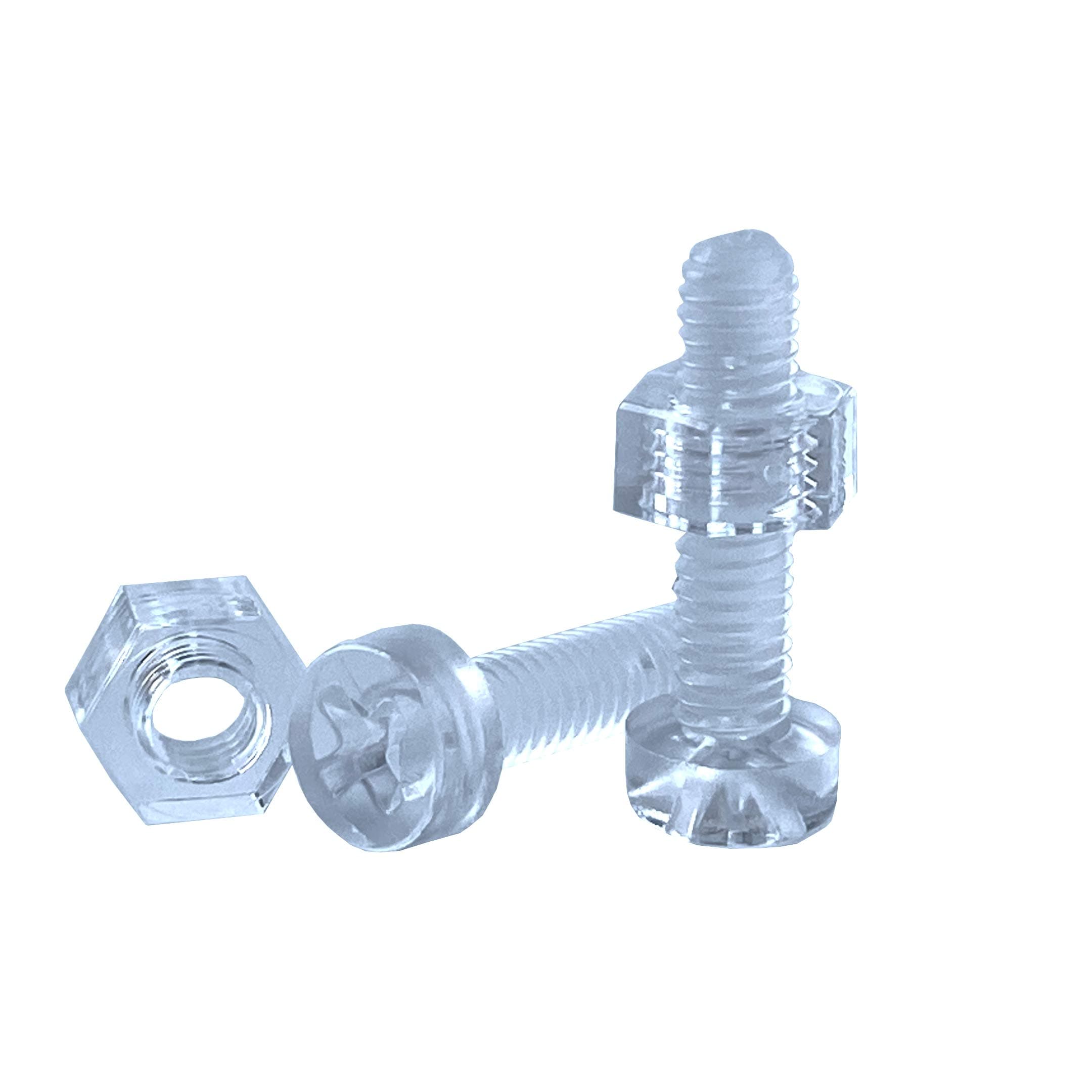 BCQLI 100 Pcs Plastic Screws, M4×16 PC Transparent Acrylic Plastic Cross Hand Tighten The Set Screws