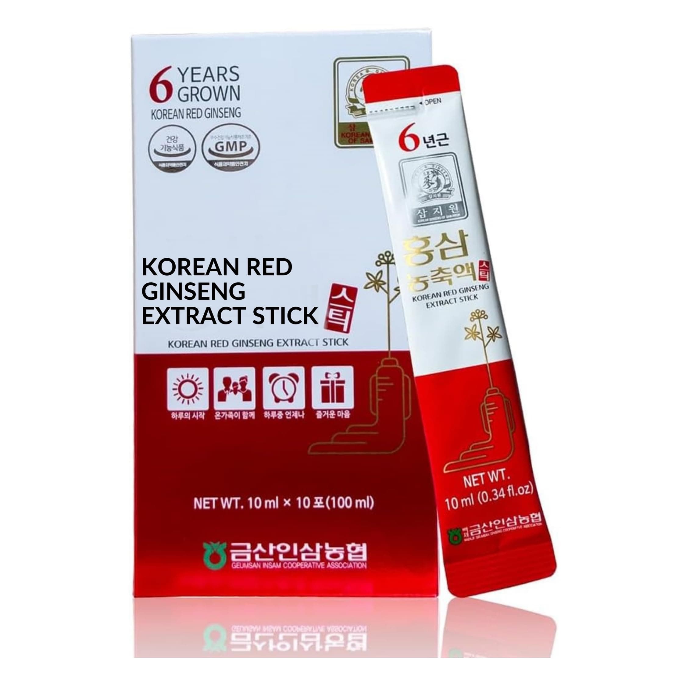 Pure Red Ginseng Extract Sticks |6 Years Grown| Boost Energy, Increases Focus, Strengthens Immunity, Enhance Performance |For Men&Women| 10ml x 10 sticks.