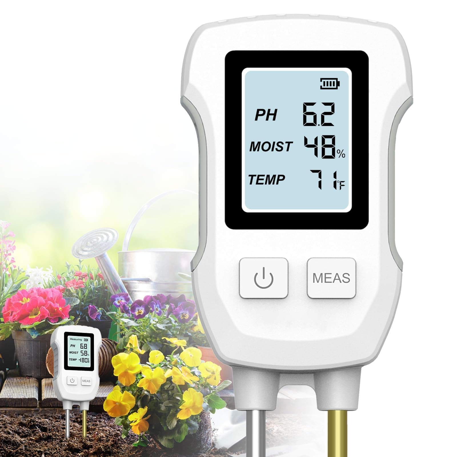 NALACAL 3-in-1 Digital Soil Moisture Meter with Backlight LCD Display - Measures Temperature Moisture and PH, Ideal for House Plants, Gardens Lawns, Indoor & Outdoor Use