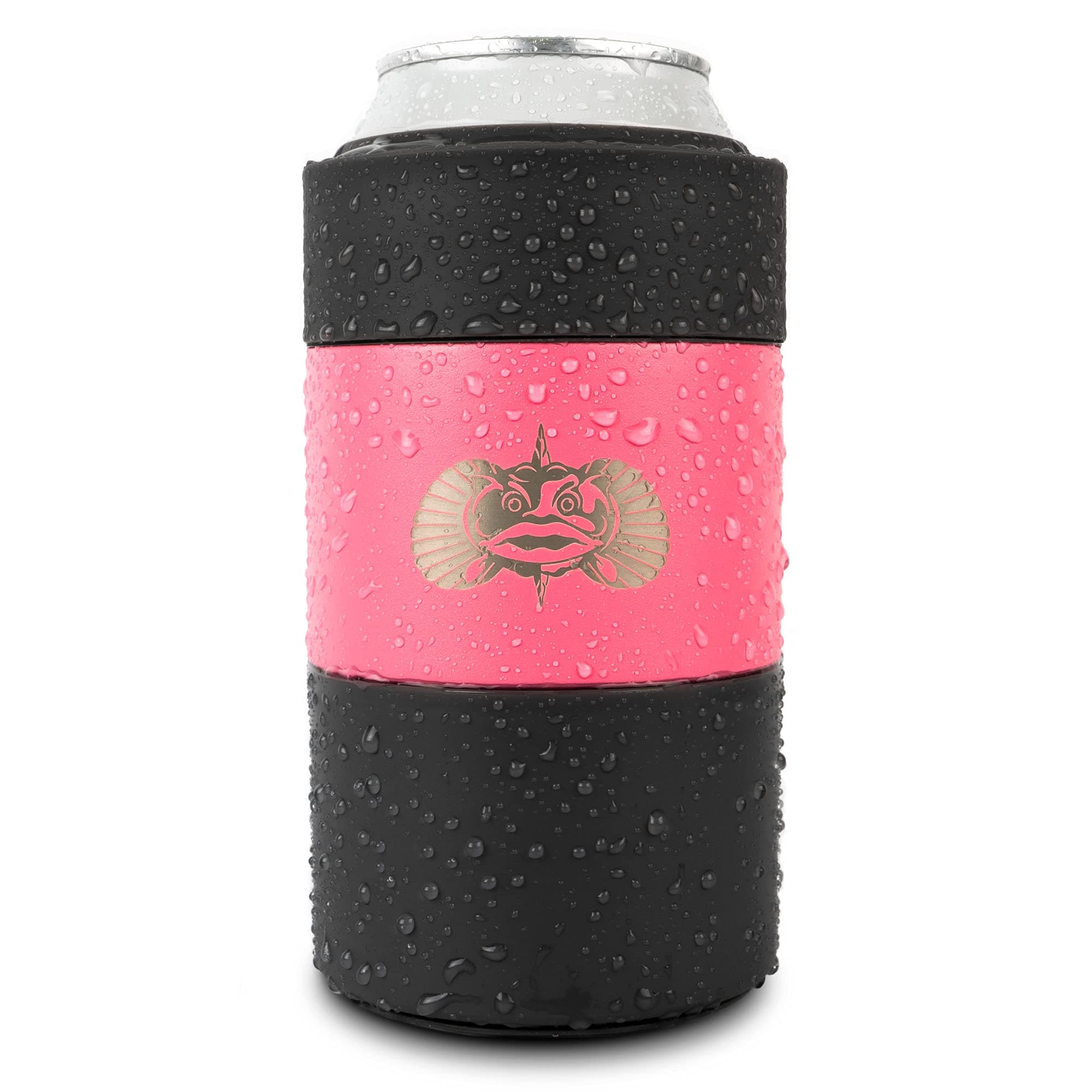 ToadfishNon-Tipping Can Cooler for 12oz Cans - Suction Cup Cooler for Beer & Soda - Includes Slim Can Adapter - Stainless Steel Double-Wall Vacuum Insulated Cooler - Pink