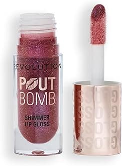 Revolution, Pout Bomb Shimmer Gloss, High-Shine Lip Gloss & Shimmer for Glossy Lips with Hyaluronic Acid & Sweet Vanilla Scent, Berry Lustre, 4.5ml