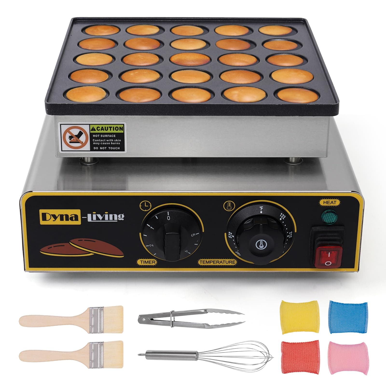 Mini Pancake Maker 25PCS Commercial Dutch Pancake Maker 950W Small Pancakes Machine Electric Dutch Pancakes Maker, Non-stick Coating, Dorayaki Maker for Home