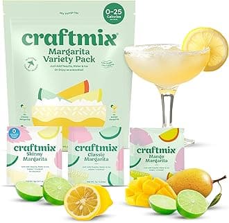 Craftmix Margarita Variety Pack Cocktail & Mocktail Drink Mixer, Skinny Mixes - Water Flavoring Packets - Made With Real Fruit - Vegan Low-Carb, Low-Sugar, Non-GMO, Dairy Free, Gluten Free, 12 Pack