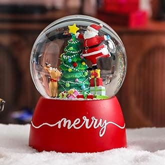 Vipush Christmas Snow Globe - Traditional Wind-up Musical Snow Globe with Santa and Christmas Tree, Christmas Decorations with Music Box Gifts for Girls Kids, Decorations for Christmas & Birthday