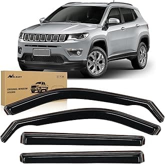 Vent Window Visors for Jeep Compass 2017-2024 2025 2026, Inside Mount Rain Guards, Low Profile Wind Deflectors for Rain & Fresh Air Ventilation, Smoke Tinted, 4PCS