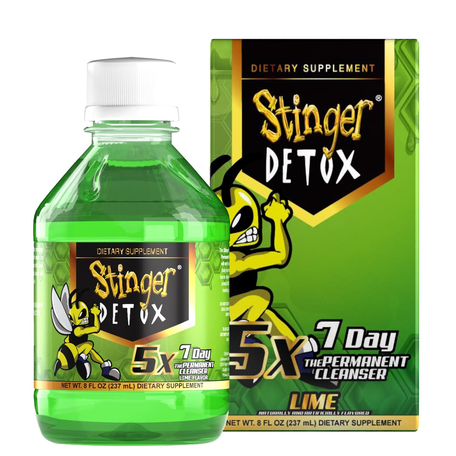 Stinger Detox 5X 7-Day Extra Strength Permanent Drink – Lime Flavor – 8 FL OZ