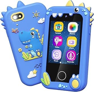 Kikapabi Children's Toy Smartphone, Gifts and Toys for Girls Boys Aged 3-8 Years, Fake Play Toy Phone with Music Player, Dual Camera Puzzle Games, 8GB SD Card Touchscreen