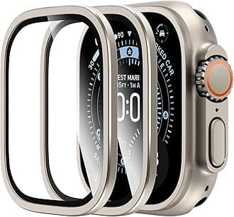 LϟK 2 Pack for Apple Watch Ultra 3/2 / Ultra Screen Protector 49mm - 9H Tempered Glass + Titanium Alloy Frame [Stay Original] Waterproof HD Glass Film for iWatch Ultra 49mm, Titanium