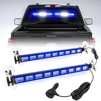 BooYu [Upgraded] Switchable 4 Colors Emergency Strobe Traffic Advisor Light Bar 162 LED Windshield 2 in 1 Visor Safety Warning Hazard Flashing Lights for Firefighter Police Truck Vehicle (Blue/White)
