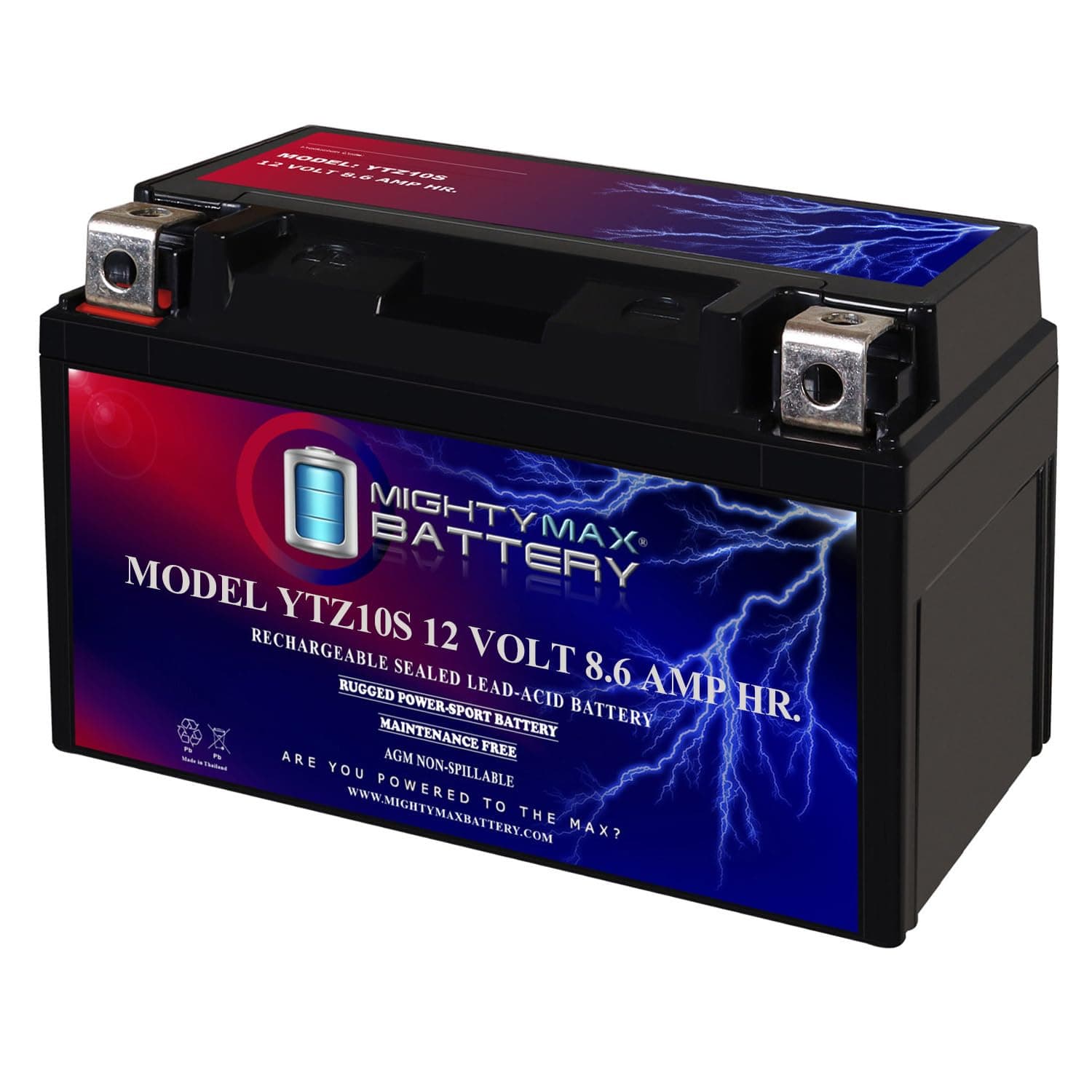 Mighty Max Battery YTZ10S -12 Volt 8.6 AH, 190 CCA, Rechargeable Maintenance Free SLA AGM Motorcycle Battery