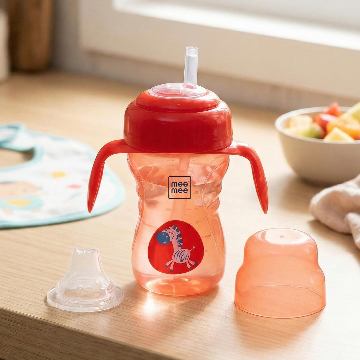 Mee Mee 2-in-1 Sipper Cup with Spout & Straw | BPA-Free | Easy-Grip Handles | Spill-Proof | 240ml | Food-Grade Silicone | Wide Mouth | Protective Dust Cover | Lightweight Baby Cup