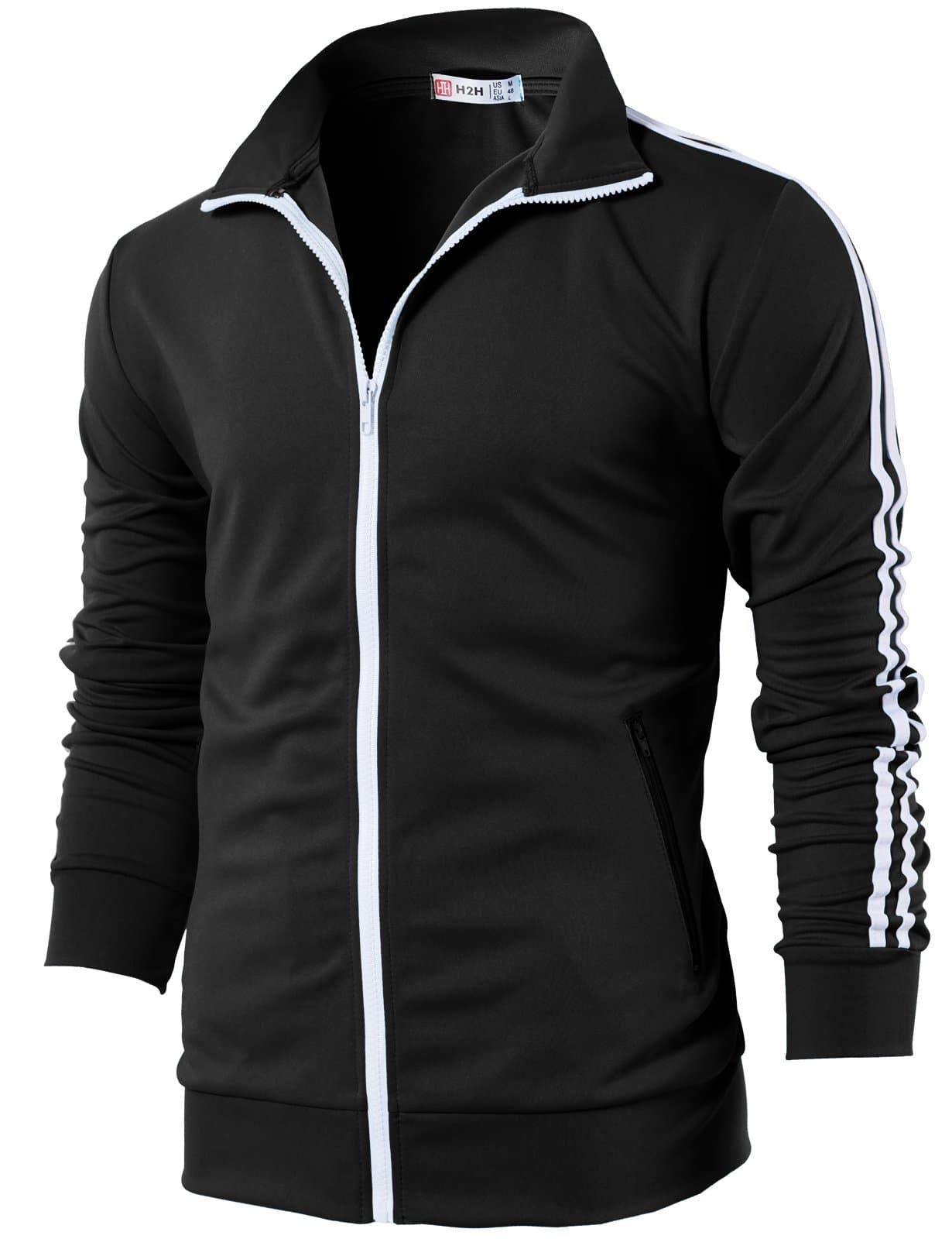 H2H Mens Active Slim Fit Track Lightweight Jacket Zip-up Long Sleeve Training Basic Designed