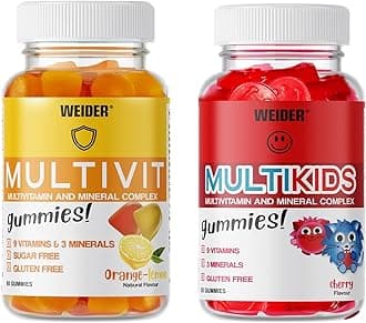 Multivit + Multikids Gummies - Multivitamin Pack for Adults and Children - Vitamins (D,C,E,B6,B12) and Minerals - No Added Sugar - Ideal Pack for The Whole Family - 80 and 50 Gummies