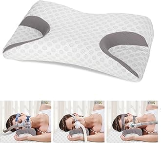 CPAP Pillow for Side Sleeping, Memory Foam Pillow Relief Neck Pain, Cervical Neck Pillow for All CPAP Masks Users to Reduce Air Leaks & Masks Pressure, Neck Support Pillows for Sleeping