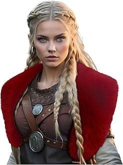 L'VOWViking Fur Collar Faux Fur Shawl Shoulder Fur Wrap Scarf Women Halloween Barbarian Cosplay Costume Accessory