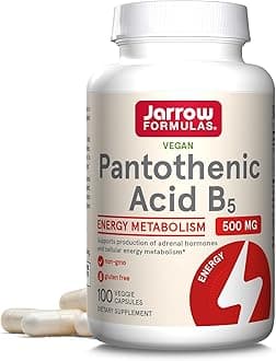 Pantothenic Acid B5 500 mg, Dietary Supplement, Vitamin B5 for Adrenal Hormone Support and Cellular Energy Metabolism, 100 Veggie Capsules, 100 Day Supply