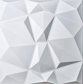Art3d 3D Leather Tiles Decoartive 3D Wall Panels, White Diamond 23.6" x 23.6" (6 Pack)