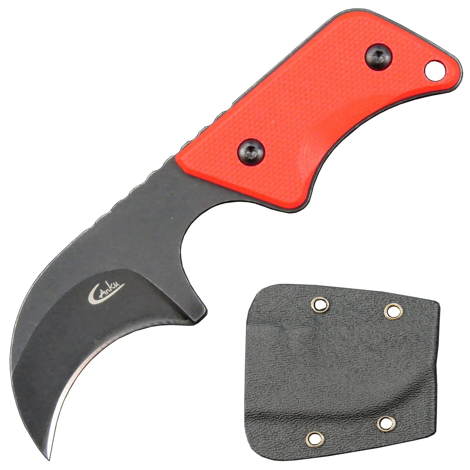 C1294 Fixed Blade Knife,9Cr18Mov Blade G10 Handle EDC Tool Knife Neck Knife for Outdoor, Camping, Hiking, Fishing with kydex Sheath (Red)