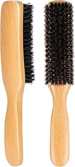 Slick Back Hair Brush for Women Men, Natural Soft Boar Bristle Hair Brush for Thin & Fine Hair, Medium Hardness Smoothing Hairbrush for Polishing, Deepening & Styling