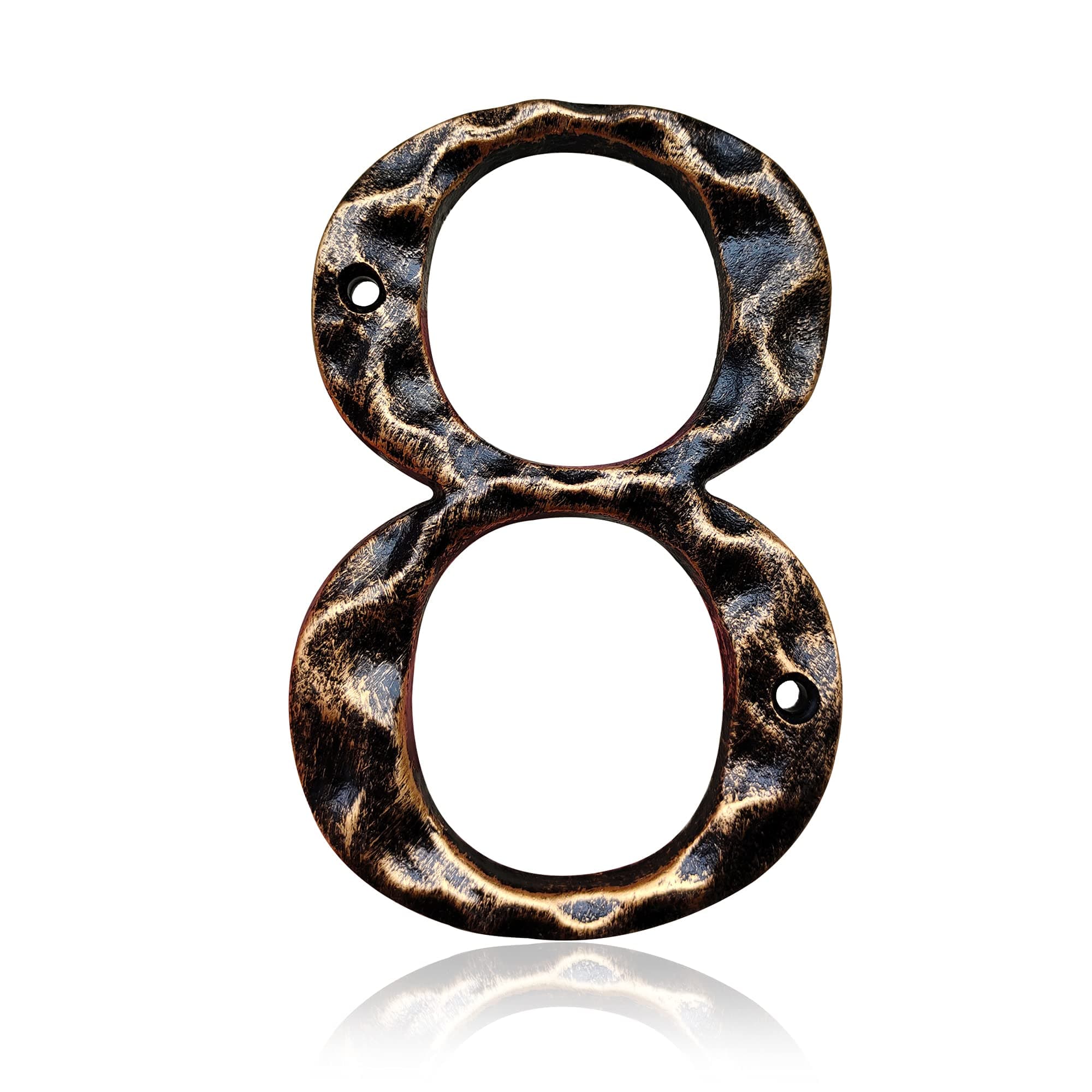 5.5 Inch House Numbers & Letters, Highly Visible Cast Iron Metal Home Address Number for Street Office Mailbox, Antique Brass (Number 8)