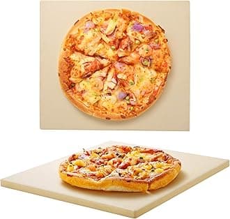 Unicook Pizza Stone for Oven and Grill, 13 inch Square Ceramic Grilling Stone, Heavy Duty Pizza Pan, Thermal Shock Resistant Baking Stone for BBQ and Grill, Making Crispy Pizza, Bread, Cookie and More