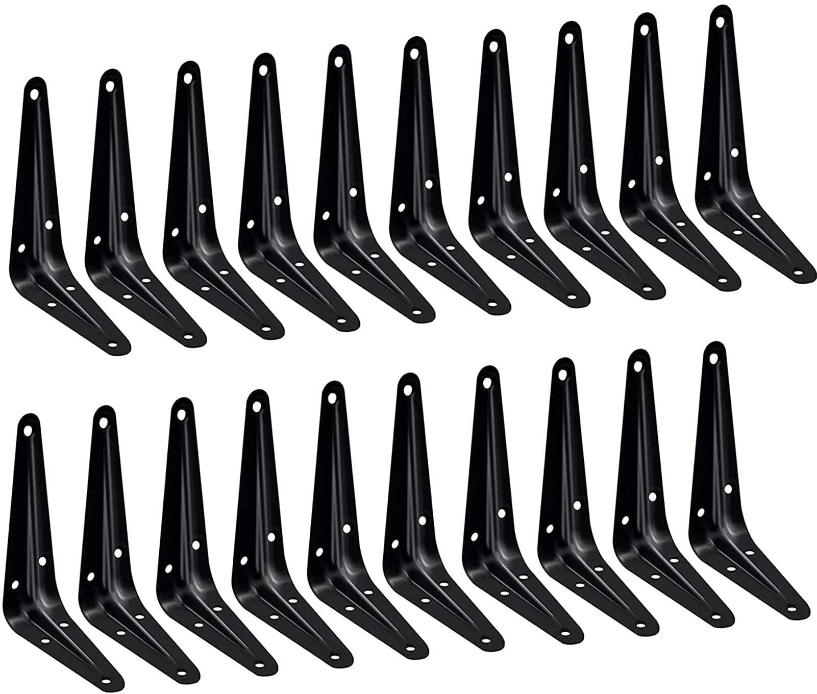 ELECDON Shelf Brackets 4 x 3 Inch, Heavy Duty Black Metal Floating Shelf Bracket, Rustic Farmhouse Decorative Iron L Bracket, J Brackets Wall Angel Corner Brace for Wood Shelves(20 Pack)