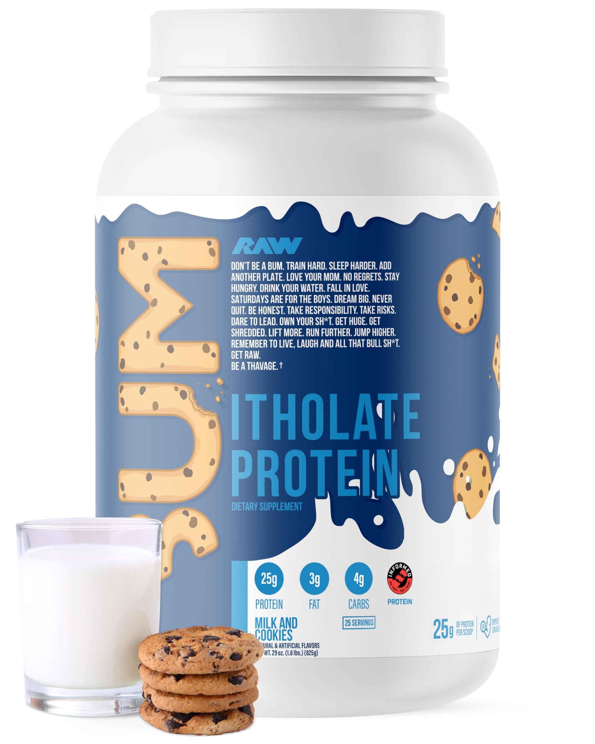 Whey Isolate Protein Powder, Milk & Cookie (CBUM Itholate) - 100% Grass-Fed Sports Nutrition Powder for Muscle Growth & Recovery - Low-Fat, Low Carb, Naturally Flavored - 25 Servings