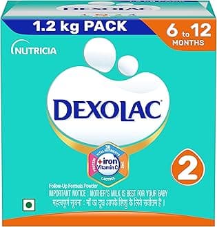 Dexolac Infant Formula Milk Powder for Babies - Stage 2 (6 to 12 Months) - with 100% Lactose and 36 Vital Nutrients - 1.2 Kg Large Pack