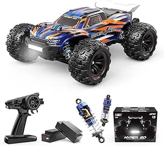 HYPER GO H16DR 1:16 Scale Ready to Run Fast Remote Control Car, High Speed Jump RC Monster Truck, Off Road RC Cars, 4WD All Terrain RTR RC Truck with 2 LiPo Batteries for Boys and Adults
