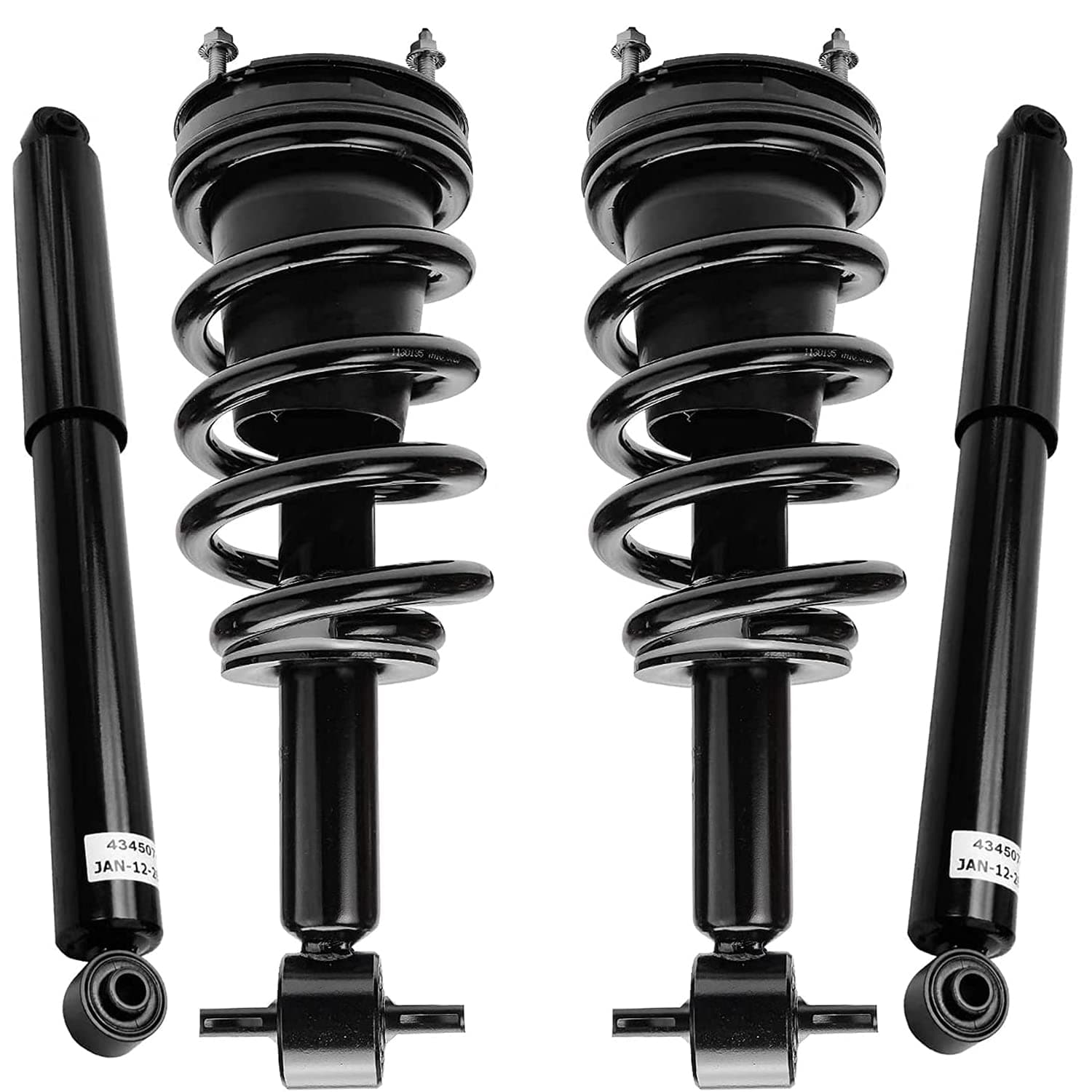 Detroit Axle - Struts Shocks for 2007-2013 GMC Chevy Silverado Sierra 1500 [Exc. Electronic Susp] 2 Front Struts with Coil Spring 2 Rear Shock Absorbers 2008 2009 2010 2011 2012 Replacement Suspension