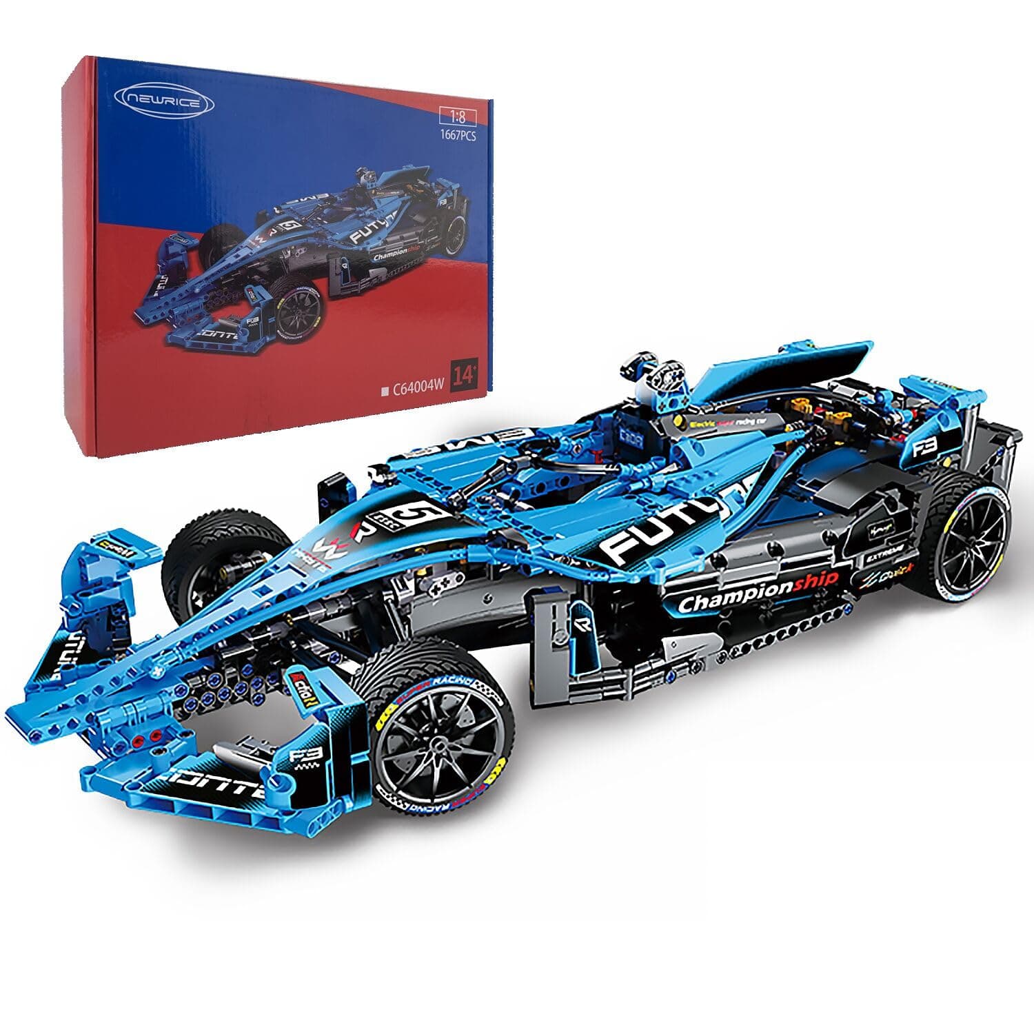 NEWRICE Formula 1 Racing Car Building Set, MOC 1:8 Scale Model Building Blocks Toys,for for 12+ Years Kids Adults(1667 Pieces)