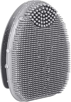 Soft Silicone Face Scrubber,Facial Cleansing Brush,Facial Exfoliation Scrub for Massage Pore Cleansing Blackhead Removing Deep Scrubbing for All Kinds of Skins (1P-Gray)