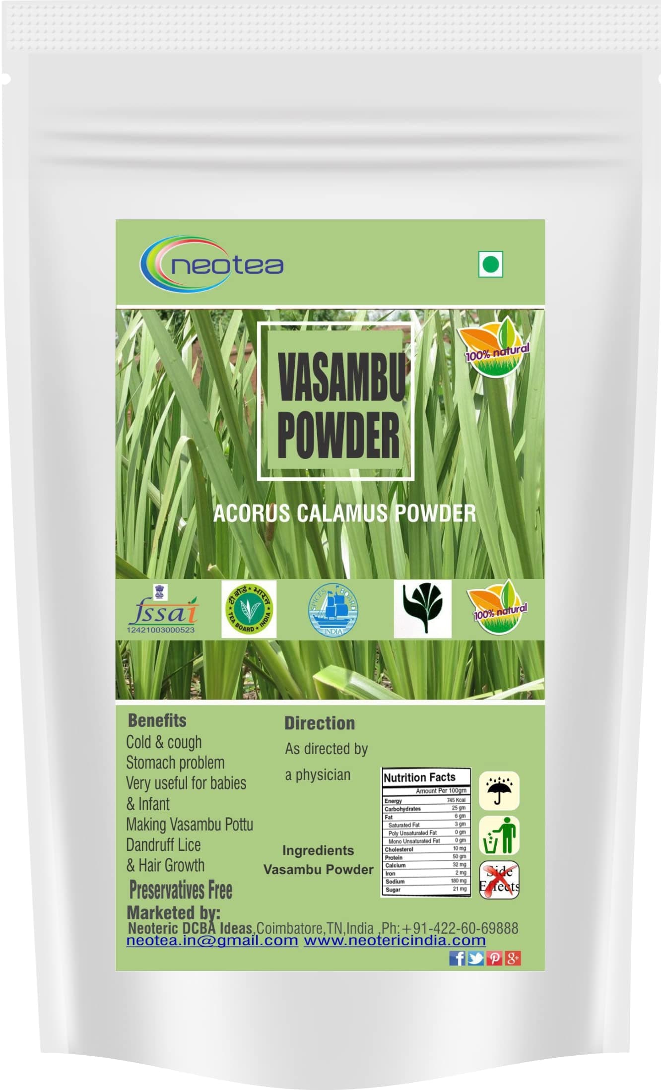 neoteaVasambu/Acorus Calamus Powder,500g