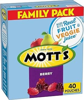 Mott's Fruit Flavored Snacks, Berry, Family Pack, Gluten Free, Kids Snacks, Halloween Candy Alternative, 40 ct