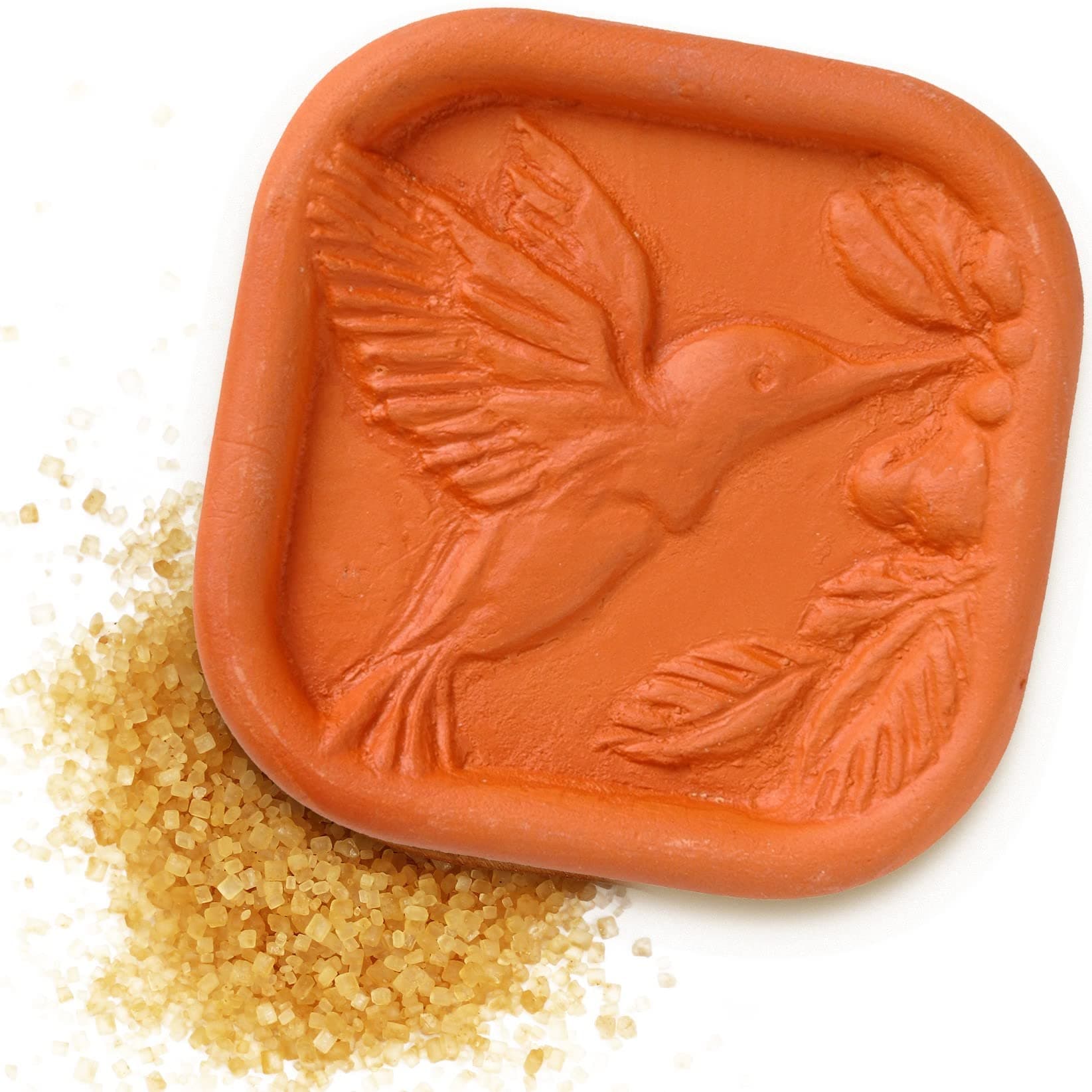 Terra Cotta Sugar Saver | Food-Safe Softener for Cookies, Marshmallows, Dried Fruits, Spices, and More | Hummingbird Design | Reusable Moisture Keeper Made of Durable Clay | JBK Pottery Kitchen Tool