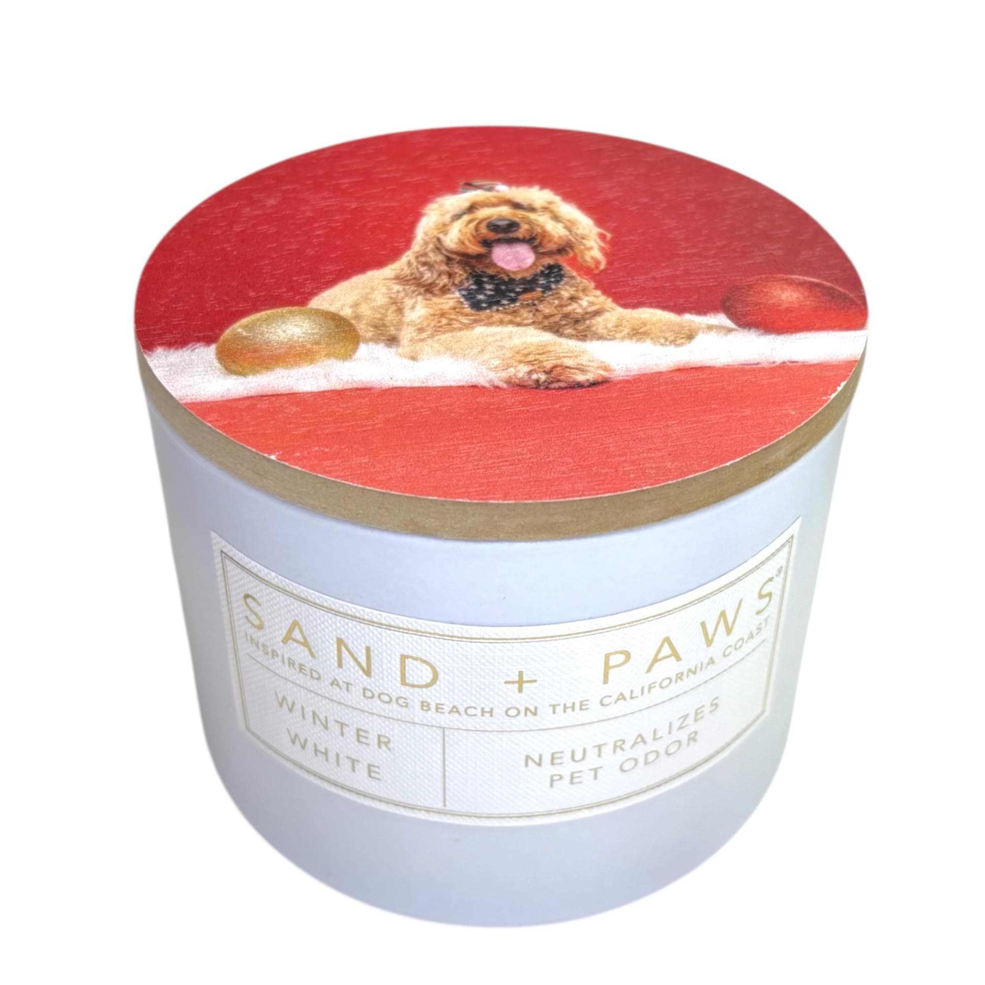 Sand + Paws Scented Candle - Winter White - Additional Scents and Sizes –Luxurious Air Freshening Jar Candles Neutralize pet Odors and Enhance Home décor – 100% Cotton Lead-Free Wicks - 12 oz