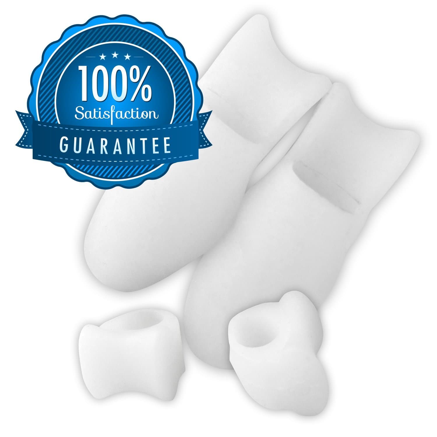 Veluxio Bunion Relief Set - 2 Big-Toe Protectors & 2 Toe Spacers for Quick Relief From Painful Bunions - Realigns and Separates Toes, Protects Sensitive Skin - 100% Guaranteed