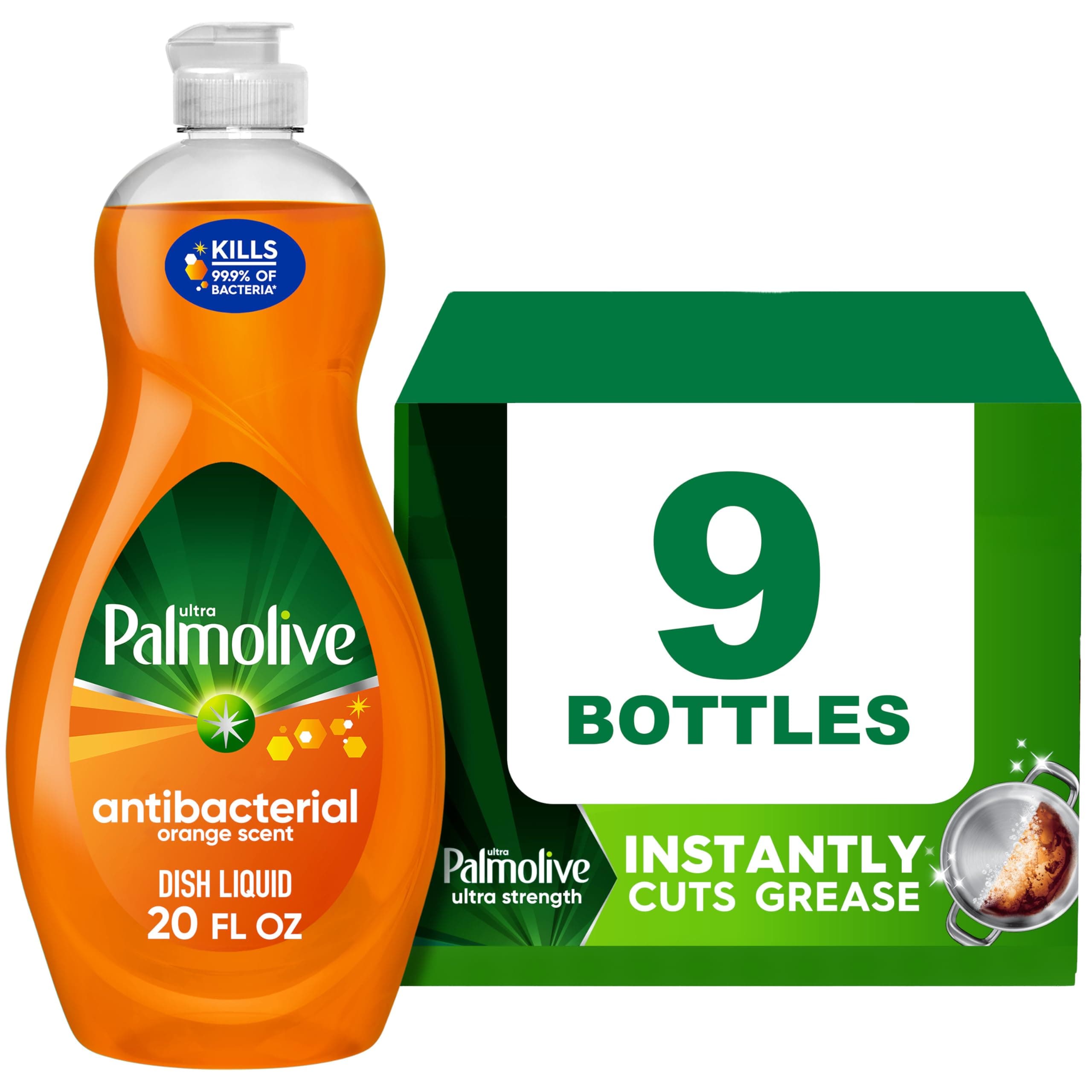 Palmolive Ultra Antibacterial Liquid Dish Soap, Plant Based, 20 Ounce, 9 Pack