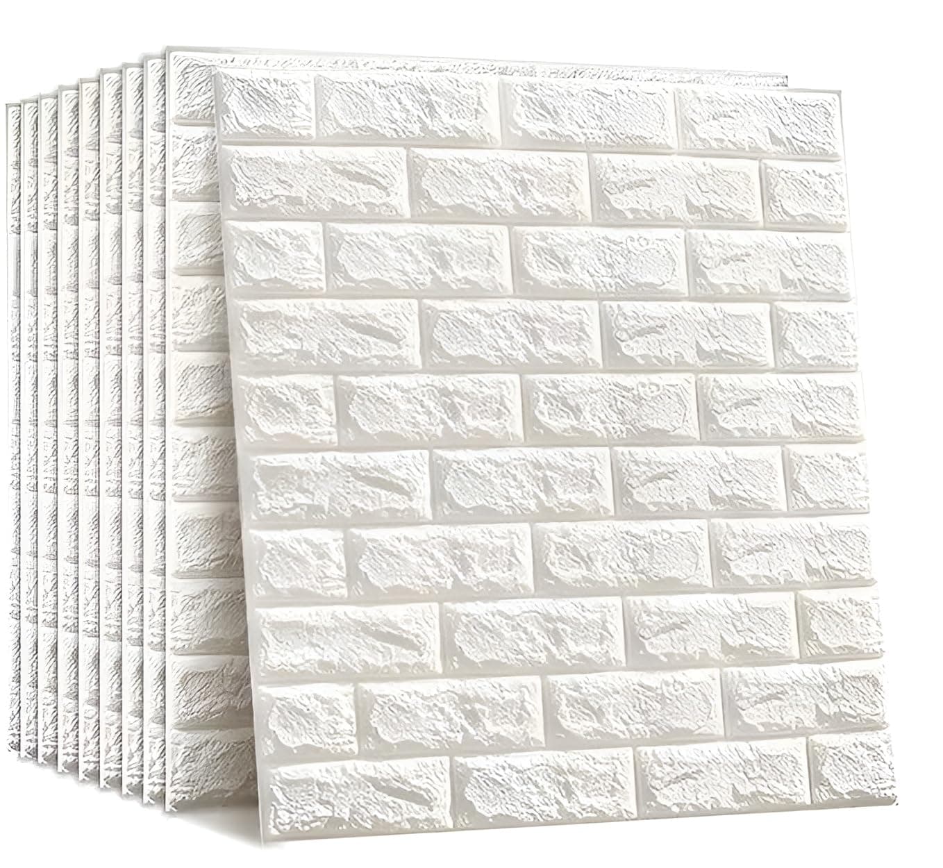 3D Brick Wallpaper - PE Foam Self Adhesive Design | Wall Stickers/DIY Wallpaper for Home, Hotel, Living Room, Bedroom, Cafe Deco | 70 x 77 cm, White Pack of 1