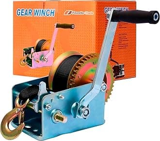 Trailer Winch – Durable Hand Crank – 3500 lbs Hand Winch with Strap - Boat Trailer Cable, Heavy Duty Rope Crank for Trailer, Boat or ATV Towing