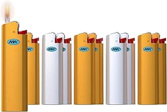 MK Lighter Flint Strike Disposable Lighters, Ultra Thin Design, Ideal to use as Candle, BBQ, Butane, Classic Pocket (10PC)