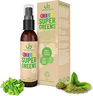 Ultimate Blend Child Greens Vitamin Spray - Children's Super Food Supplement with Vitamins, Minerals & Antioxidants | Kids Daily Nutrient Oral Spray for Kids' Health & Wellbeing | Mint Flavour