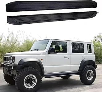 2Pcs Running Boards Side Steps Peals Nerf Foot Protector Bar Black with Brackets Fits for Jimny JB64 2019 2020 2021 2022 2023 2024 2025 (4 Door)