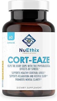 NuEthix Formulations Cort-Eaze - Calm Cortisol Manager - Health Support Supplement with Ashwagandha, L-Theanine & Rhodiola Rosea - Help Promote Relaxation and Better Sleep, 60 Capsules, 30 Servings