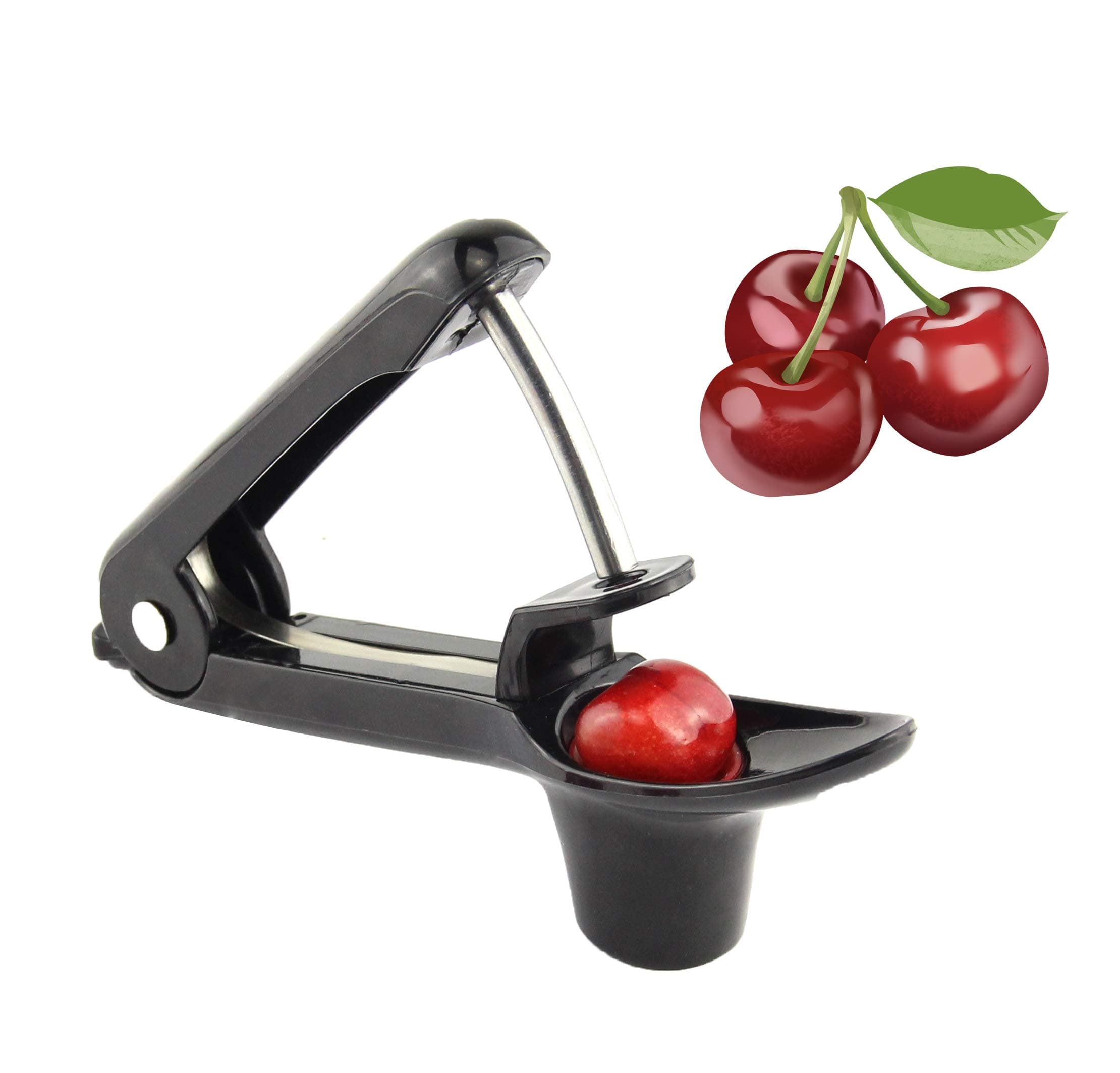 Cherry Pitter Tool, Heavy Duty Olive Pitter Tool,Cherry Stoner Pitter Core Remover, Portable Cherry Pitter kitchen aid with Space-Saving Lock Design - Black
