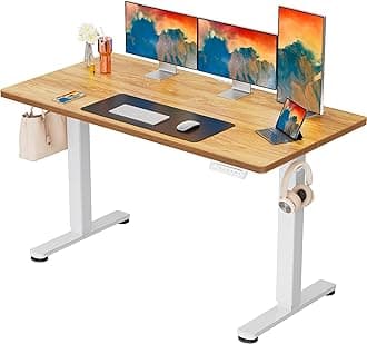 ErGear Height Adjustable Electric Standing Desk, 55 x 28 Inches Sit Stand up Desk, Memory Computer Home Office Desk, Light Vintage Brown