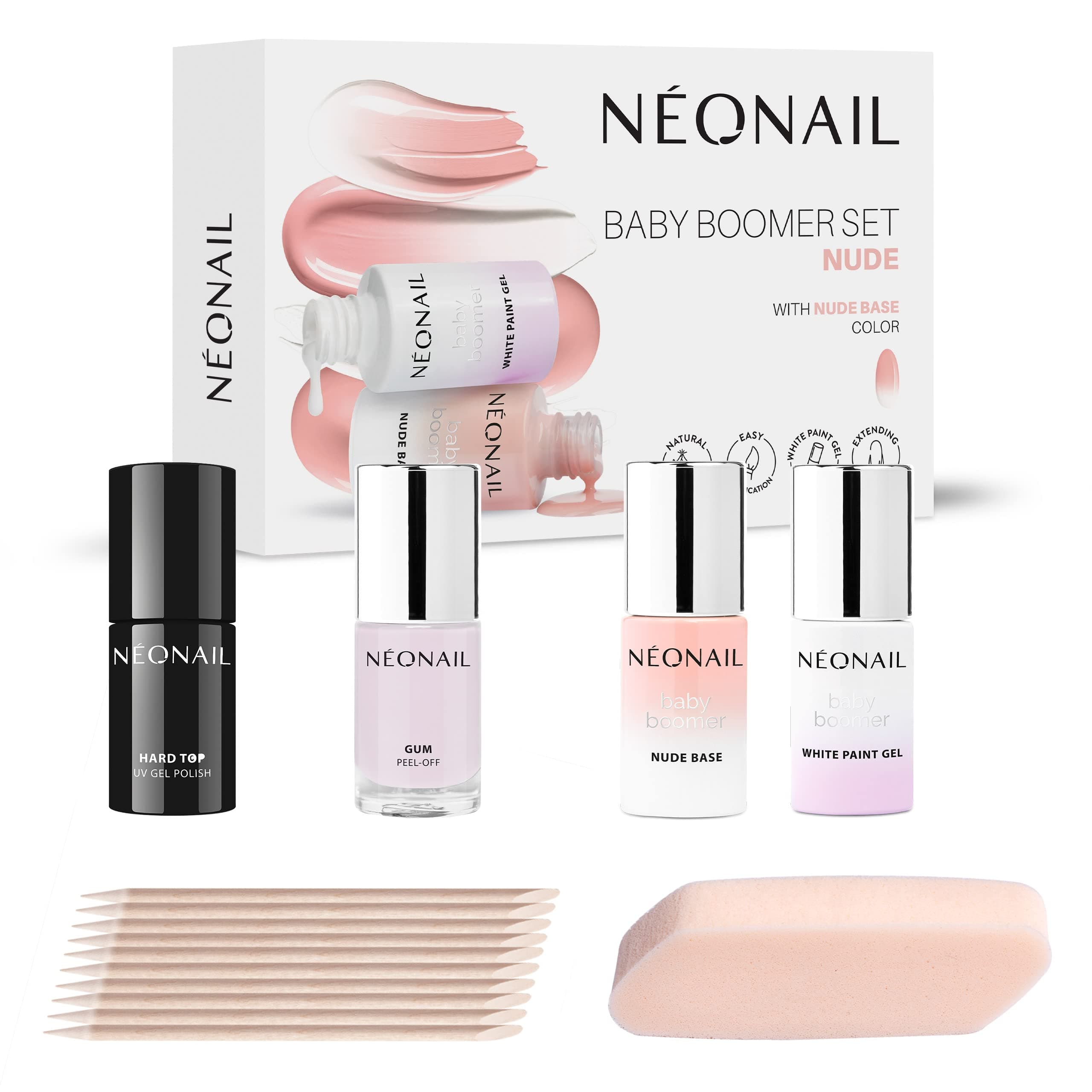 NÉONAIL Baby Boomer Set Nude - Top - UV Nail Polish - Sets - Nail Set - Colours - Base - Nails Set - Nails - Set - UV Varnish - Baby Boomer - Manicure - Nude - Hard Top - UV LED